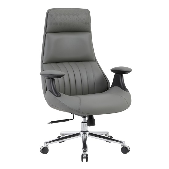 ΚΑΡΕΚΛΑ ΓΡΑΦΕΙΟΥ HM1234.10 ΓΚΡΙ PU--ΒΑΣΗ ΧΡΩΜΙΟΥ 73x70x115-121Υεκ.