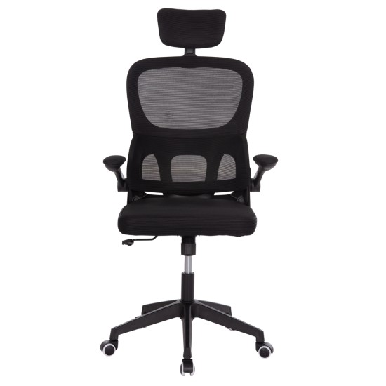 ΚΑΡΕΚΛΑ ΓΡΑΦΕΙΟΥ BASTON HM18236.01 ΜΑΥΡΟ MESH & PP ΣΚΕΛΕΤΟΣ 64x60x117-127Υεκ.