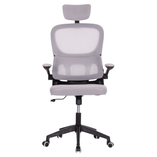 ΚΑΡΕΚΛΑ ΓΡΑΦΕΙΟΥ BASTON HM18236.02 ΓΚΡΙ MESH & ΜΑΥΡΟ PP ΣΚΕΛΕΤΟΣ 64x60x127Υεκ.