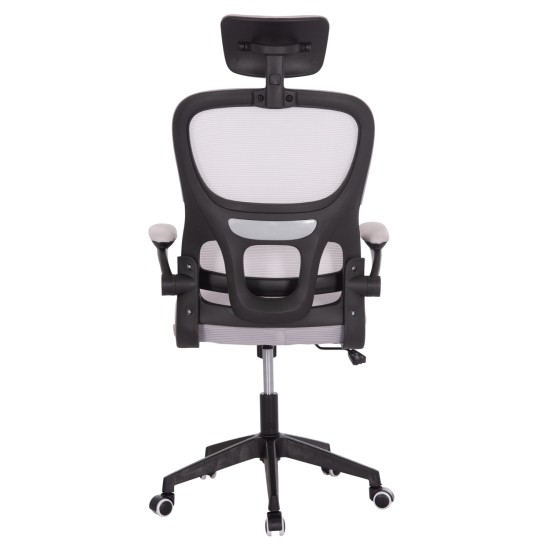 ΚΑΡΕΚΛΑ ΓΡΑΦΕΙΟΥ BASTON HM18236.02 ΓΚΡΙ MESH & ΜΑΥΡΟ PP ΣΚΕΛΕΤΟΣ 64x60x127Υεκ.