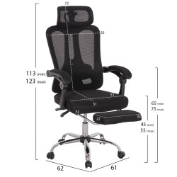 ΚΑΡΕΚΛΑ ΓΡΑΦΕΙΟΥ BARNET HM18258.01 ΜΑΥΡΟ MESH-ΜΑΥΡΟΣ ΣΚΕΛΕΤΟΣ NYLON 61x62x123Υ