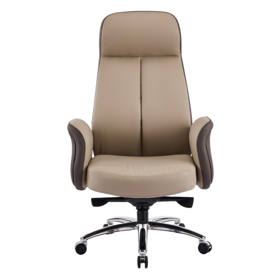 ΚΑΡΕΚΛΑ ΓΡΑΦΕΙΟΥ DRAMON HM18356.02 ΜΠΕΖ-ΚΑΦΕ PU ΔΕΡΜΑ--ΒΑΣΗ ΧΡΩΜΙΟΥ 66x70x132.5Υεκ