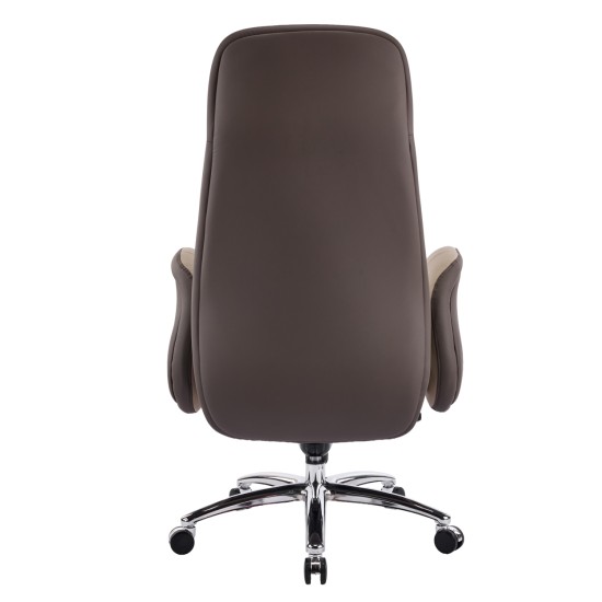 ΚΑΡΕΚΛΑ ΓΡΑΦΕΙΟΥ DRAMON HM18356.02 ΜΠΕΖ-ΚΑΦΕ PU ΔΕΡΜΑ--ΒΑΣΗ ΧΡΩΜΙΟΥ 66x70x132.5Υεκ