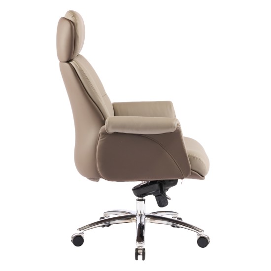 ΚΑΡΕΚΛΑ ΓΡΑΦΕΙΟΥ TOMLIN HM18358.02 ΜΠΕΖ-ΚΑΦΕ PU ΔΕΡΜΑ--ΒΑΣΗ ΧΡΩΜΙΟΥ 72x74x128Υεκ