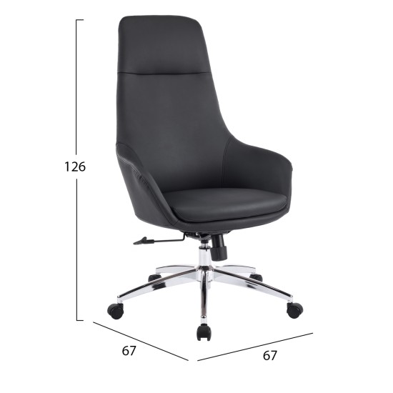 ΚΑΡΕΚΛΑ ΓΡΑΦΕΙΟΥ BEKKER HM18359.01 ΜΑΥΡΟ PU ΔΕΡΜΑ--ΒΑΣΗ ΧΡΩΜΙΟΥ 67x67x126Υεκ