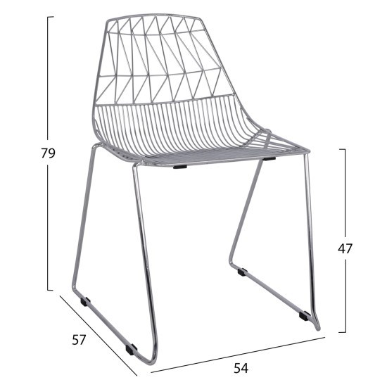 ΚΑΡΕΚΛΑ ΜΕΤΑΛΛΙΚΗ ΑΣΗΜΙ ICARUS HM8010.10 54x57x79cm