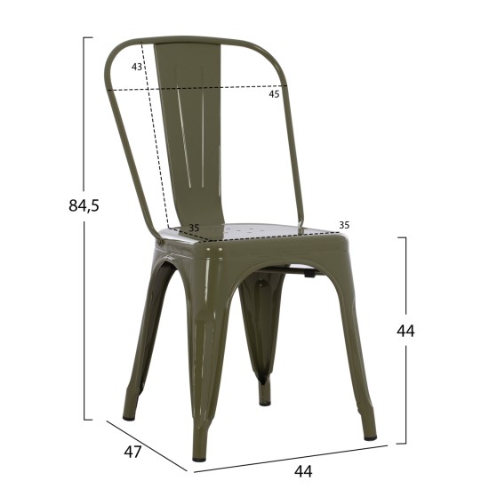 ΚΑΡΕΚΛΑ ΜΕΤΑΛΛΙΚΗ MELITA-PRO HM8641.43 ΣΕ DARK OLIVE GREEN 44x47x84.5Υεκ.