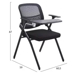 ΚΑΡΕΚΛΑ ΣΥΝΕΔΡΙΟΥ ΠΤΥΣΣΟΜΕΝΗ ΜΕ ΑΝΑΛΟΓΙΟ DENO HM1209.01 MESH ΥΦΑΣΜΑ ΜΑΥΡΟ 65x63x82Υεκ.