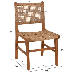 ΚΑΡΕΚΛΑ ΤΡΑΠΕΖΑΡΙΑΣ NESHA HM9386.11 ΞΥΛΟ ΤΕΑΚ ΜΕ ΣΧΟΙΝΙ VIRO 50x56x85Υεκ.