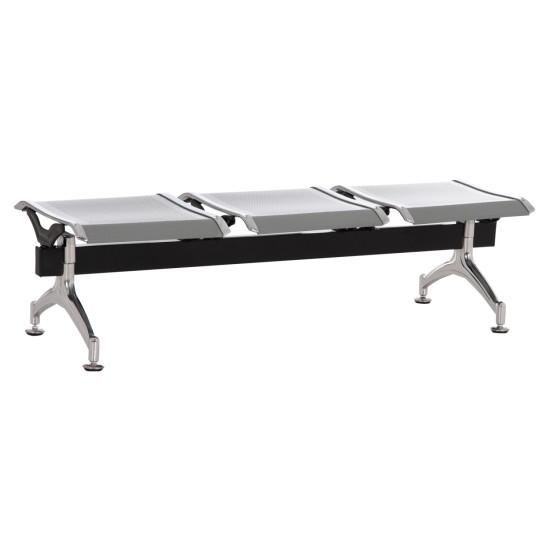 ΚΑΘΙΣΜΑ ΑΝΑΜΟΝΗΣ ΑΝΑΜΟΝΗΣ Τ.ΑΕΡΟΔΡΟΜΙΟΥ 3ΘΕΣΙΟ AVIATOR HM18404 ΜΕΤΑΛΛΟ MESH ΓΚΡΙ 148x50x40Υεκ