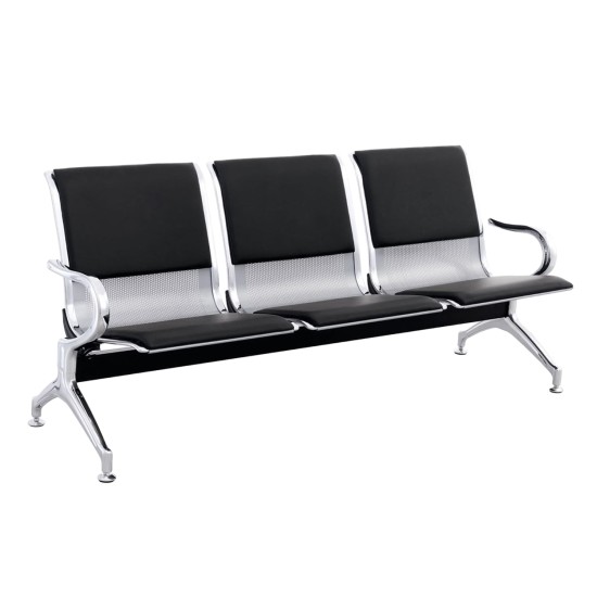 ΚΑΘΙΣΜΑ ΑΝΑΜΟΝΗΣ Τ.ΑΕΡΟΔΡΟΜΙΟΥ 3ΘΕΣΙΟ AVIATOR HM18400 ΜΕΤΑΛΛΟ ΜΕ PU ΜΑΥΡΟ 172x55x76Υ