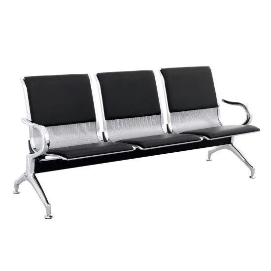 ΚΑΘΙΣΜΑ ΑΝΑΜΟΝΗΣ Τ.ΑΕΡΟΔΡΟΜΙΟΥ 3ΘΕΣΙΟ AVIATOR HM18400 ΜΕΤΑΛΛΟ ΜΕ PU ΜΑΥΡΟ 171x64x77Υ