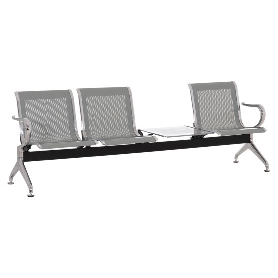 ΚΑΘΙΣΜΑ ΑΝΑΜΟΝΗΣ Τ.ΑΕΡΟΔΡΟΜΙΟΥ 3ΘΕΣΙΟ+ΤΡΑΠΕΖΙ AVIATOR HM18403 ΜΕΤΑΛΛΟ MESH ΓΚΡΙ 223x55x76Υεκ