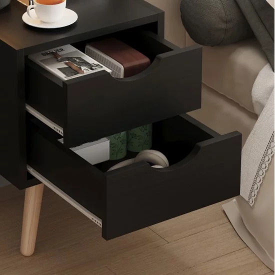 ΚΟΜΟΔΙΝΟ DINKL HM2472.02 ΜΕΛΑΜΙΝΗ-2 ΣΥΡΤΑΡΙΑ-WENGE 29,5x29,5x45Υεκ