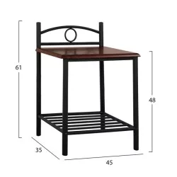 ΚΟΜΟΔΙΝΟ REVEN HM387 ΑΠΟ ΜΕΤΑΛΛΟ ΚΑΙ ΞΥΛΟ RUBBERWOOD 45x35x48-61Y εκ.