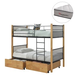 ΚΟΥΚΕΤΑ ΜΕ 2 ΣΥΡΤΑΡΙΑ & 2 ΣΤΡΩΜΑΤΑ 90X190εκ RAYVEN HM10749.05 ΞΥΛΟ ΚΑΡΥΔΙ ΚΑΙ ΜΕΤΑΛΛΟ