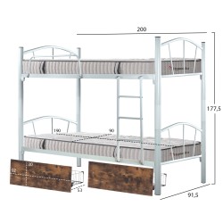 ΚΟΥΚΕΤΑ ΜΕ 2 ΣΥΡΤΑΡΙΑ ΚΑΦΕ & ΣΤΡΩΜΑΤΑ 90X190εκ FLOOR HM10749.03 ΜΕΤΑΛΛΟ ΜΑΥΡΟ