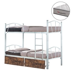 ΚΟΥΚΕΤΑ ΜΕ 2 ΣΥΡΤΑΡΙΑ ΚΑΦΕ & ΣΤΡΩΜΑΤΑ 90X190εκ FLOOR HM10749.03 ΜΕΤΑΛΛΟ ΜΑΥΡΟ