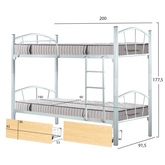 ΚΟΥΚΕΤΑ ΜΕ 2 ΣΥΡΤΑΡΙΑ SONAMA & ΣΤΡΩΜΑΤΑ 90X190εκ FLOOR HM10749.04 ΜΕΤΑΛΛΟ ΜΑΥΡΟ