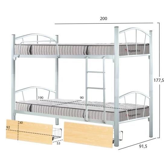 ΚΟΥΚΕΤΑ ΜΕ 2 ΣΥΡΤΑΡΙΑ SONAMA & ΣΤΡΩΜΑΤΑ 90X190εκ FLOOR HM10749.02 ΜΕΤΑΛΛΟ ΛΕΥΚΟ