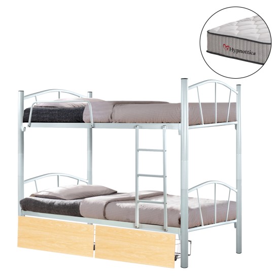 ΚΟΥΚΕΤΑ ΜΕ 2 ΣΥΡΤΑΡΙΑ SONAMA & ΣΤΡΩΜΑΤΑ 90X190εκ FLOOR HM10749.04 ΜΕΤΑΛΛΟ ΜΑΥΡΟ