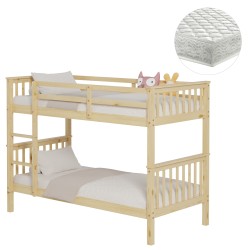 ΚΟΥΚΕΤΑ ΠΑΙΔΙΚΗ ΜΕ 2 ΣΤΡΩΜΑΤΑ LANTAI HM21307 ΞΥΛΟ ΠΕΥΚΟΥ ΦΥΣΙΚΟ--ΣΤΡΩΜΑΤΑ 90x190εκ