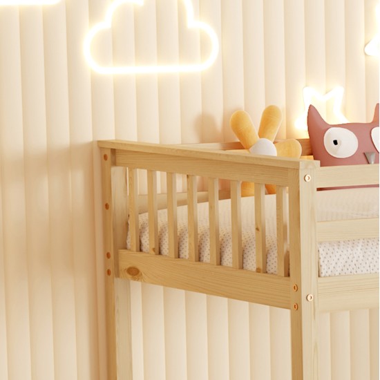 ΚΟΥΚΕΤΑ ΠΑΙΔΙΚΗ ΜΕ 2 ΣΤΡΩΜΑΤΑ LANTAI HM21307 ΞΥΛΟ ΠΕΥΚΟΥ ΦΥΣΙΚΟ--ΣΤΡΩΜΑΤΑ 90x190εκ