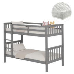 ΚΟΥΚΕΤΑ ΠΑΙΔΙΚΗ ΜΕ 2 ΣΤΡΩΜΑΤΑ LANTAI HM21307.02 ΞΥΛΟ ΠΕΥΚΟΥ ΓΚΡΙ--ΣΤΡΩΜΑΤΑ 90x190εκ