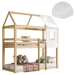 ΚΟΥΚΕΤΑ ΠΑΙΔΙΚΗ ΜΕ 2 ΣΤΡΩΜΑΤΑ HOOD HM21314 ΞΥΛΟ ΠΕΥΚΟΥ ΦΥΣΙΚΟ--ΣΤΡΩΜΑΤΑ 90x190εκ