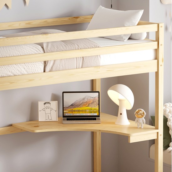 ΚΟΥΚΕΤΑ ΠΑΙΔΙΚΗ ΜΕ ΓΡΑΦΕΙΟ AKRON HM21311 ΞΥΛΟ ΠΕΥΚΟΥ ΦΥΣΙΚΟ--ME ΣΤΡΩΜΑ 90x190εκ