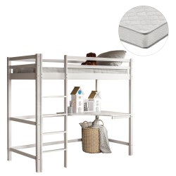 ΚΟΥΚΕΤΑ ΠΑΙΔΙΚΗ ΜΕ ΓΡΑΦΕΙΟ AKRON HM21311.01 ΞΥΛΟ ΠΕΥΚΟΥ ΛΕΥΚΟ--ME ΣΤΡΩΜΑ 90x190εκ