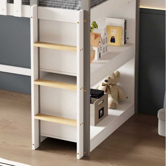 ΚΟΥΚΕΤΑ ΠΑΙΔΙΚΗ ΜΕ ΡΑΦΙΑ HOMI HM21321 ΞΥΛΟ ΠΕΥΚΟΥ ΛΕΥΚΟ/ΓΚΡΙ--ΜΕ ΣΤΡΩΜΑ 90x190εκ