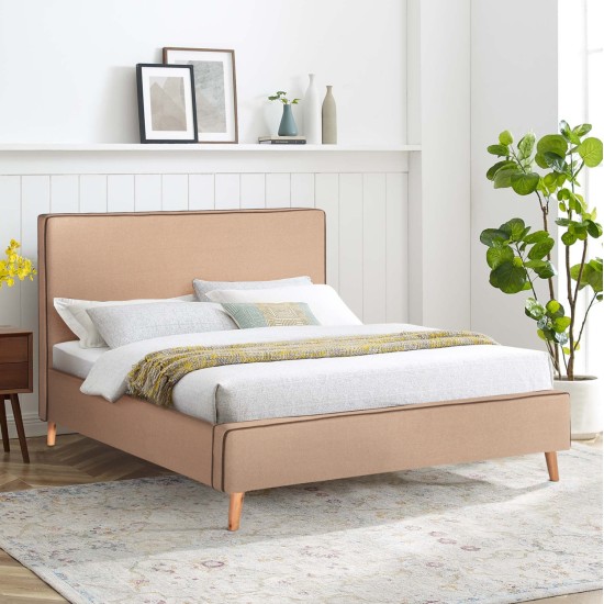 ΚΡΕΒΑΤΙ INDRA ΑΠΟ ΜΠΕΖ ΥΦΑΣΜΑ & ΚΑΦΕ ΡΕΛΙ HM662.02 ΓΙΑ ΣΤΡΩΜΑ 160x200 EK.