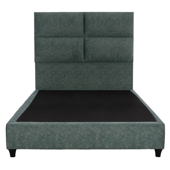 ΚΡΕΒΑΤΙ MALENA ΑΠΟ ΠΡΑΣΙΝΟ ΥΦΑΣΜΑ τύπου NUBUCK, HM647.27 ΓΙΑ ΣΤΡΩΜΑ 120x200 εκ.