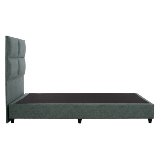 ΚΡΕΒΑΤΙ MALENA ΑΠΟ ΠΡΑΣΙΝΟ ΥΦΑΣΜΑ τύπου NUBUCK, HM647.27 ΓΙΑ ΣΤΡΩΜΑ 120x200 εκ.