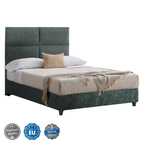 ΚΡΕΒΑΤΙ MALENA ΑΠΟ ΠΡΑΣΙΝΟ ΥΦΑΣΜΑ τύπου NUBUCK, HM647.27 ΓΙΑ ΣΤΡΩΜΑ 120x200 εκ.