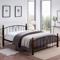 ΚΡΕΒΑΤΙ ΔΙΠΛΟ SUZIE HM585 ΓΙΑ ΣΤΡΩΜΑ 150x200 εκ. ΜΕΤΑΛΛΟ RUBBERWOOD