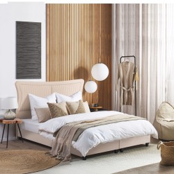 ΚΡEΒΑΤΙ ΔΙΠΛΟ NESTOR HM715 ΜΠΕΖ ΒΕΛΟΥΔΟ ΓΙΑ ΣΤΡΩΜΑ 160x200εκ.