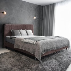 ΚΡEΒΑΤΙ ΔΙΠΛΟ LUTHER HM717.02 ΥΦΑΣΜΑ TEDDY ΚΑΦΕ--ΓΙΑ ΣΤΡΩΜΑ 160x200εκ.