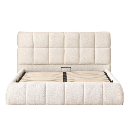 ΚΡΕΒΑΤΙ ΔΙΠΛΟ EDDY HM731.03 ΜΠΕΖ ΜΠΟΥΚΛΕ & ΑΠΟΘΗΚΕΥΤΙΚΟΣ ΧΩΡΟΣ ΓΙΑ  ΣΤΡΩΜΑ 160x200εκ