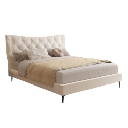 ΚΡΕΒΑΤΙ ΔΙΠΛΟ JILL HM737.03 ΥΦΑΣΜΑ ΣΕ ΜΠΕΖ--ΓΙΑ ΣΤΡΩΜΑ 160x200εκ.