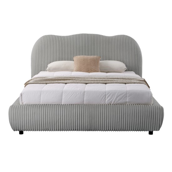 ΚΡΕΒΑΤΙ ΜΕ ΑΠΟΘ.ΧΩΡΟ KALLY HM729.01 ΓΚΡΙ FEAUX FUR ΥΦΑΣΜΑ--ΓΙΑ ΣΤΡΩΜΑ 160x200εκ