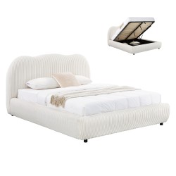 ΚΡΕΒΑΤΙ ΜΕ ΑΠΟΘ.ΧΩΡΟ KALLY HM729.03 ΜΠΕΖ FAUX FUR ΥΦΑΣΜΑ--ΓΙΑ ΣΤΡΩΜΑ 160x200εκ