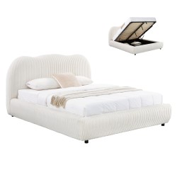 ΚΡΕΒΑΤΙ ΜΕ ΑΠΟΘ.ΧΩΡΟ KALLY HM729.03 ΜΠΕΖ FAUX FUR ΥΦΑΣΜΑ--ΓΙΑ ΣΤΡΩΜΑ 160x200εκ