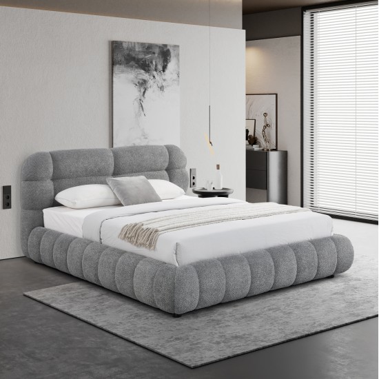 ΚΡΕΒΑΤΙ ΜΕ ΑΠΟΘ.ΧΩΡΟ MOLEN HM730.01 ΓΚΡΙ ΜΠΟΥΚΛΕ ΥΦΑΣΜΑ--ΓΙΑ ΣΤΡΩΜΑ 160x200εκ