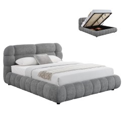 ΚΡΕΒΑΤΙ ΜΕ ΑΠΟΘ.ΧΩΡΟ MOLEN HM730.01 ΓΚΡΙ ΜΠΟΥΚΛΕ ΥΦΑΣΜΑ--ΓΙΑ ΣΤΡΩΜΑ 160x200εκ
