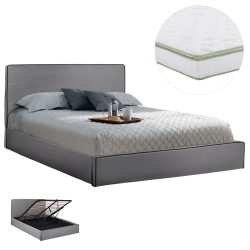 ΚΡΕΒΑΤΙ ΔΙΠΛΟ ΜΕ ΑΠΟΘ.ΧΩΡΟ & ΣΤΡΩΜΑ ALLIE HM21170 ΓΚΡΙ ΥΦΑΣΜΑ--ΓΙΑ 160x200εκ