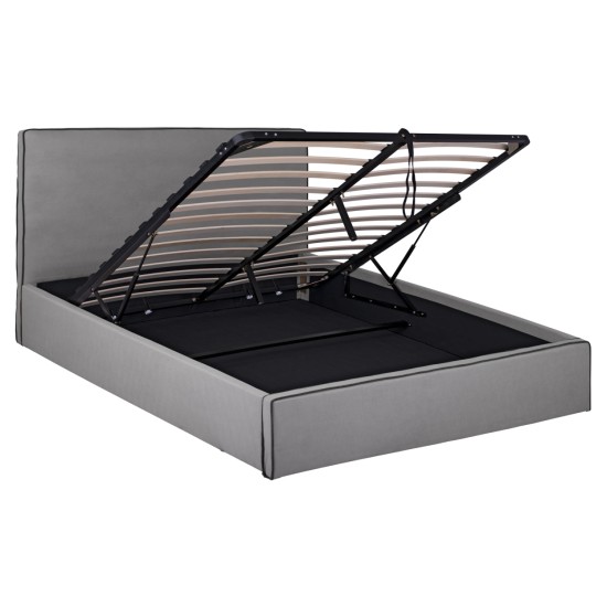 ΚΡΕΒΑΤΙ ΔΙΠΛΟ ΜΕ ΑΠΟΘ.ΧΩΡΟ & ΣΤΡΩΜΑ ALLIE HM21170 ΓΚΡΙ ΥΦΑΣΜΑ--ΓΙΑ 160x200εκ