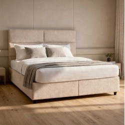 ΚΡΕΒΑΤΙ MILO ΔΙΠΛΟ ΜΕ ΑΠΟΘΗΚΕΥΤΙΚΟ ΧΩΡΟ HM622.32 ΜΠΕΖ ΥΦΑΣΜΑ-- ΓΙΑ ΣΤΡΩΜΑ 160x200εκ