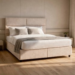 ΚΡΕΒΑΤΙ MILO ΔΙΠΛΟ ΜΕ ΑΠΟΘΗΚΕΥΤΙΚΟ ΧΩΡΟ HM622.32 ΜΠΕΖ ΥΦΑΣΜΑ-- ΓΙΑ ΣΤΡΩΜΑ 160x200εκ